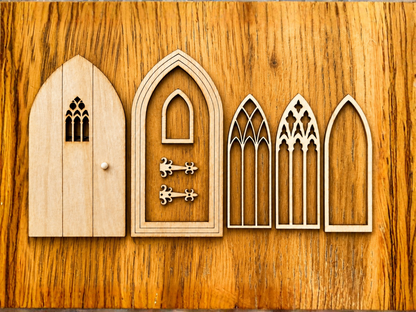 DIY Gothic Fairy Door & Window Kit - Pumpkin Fairy House