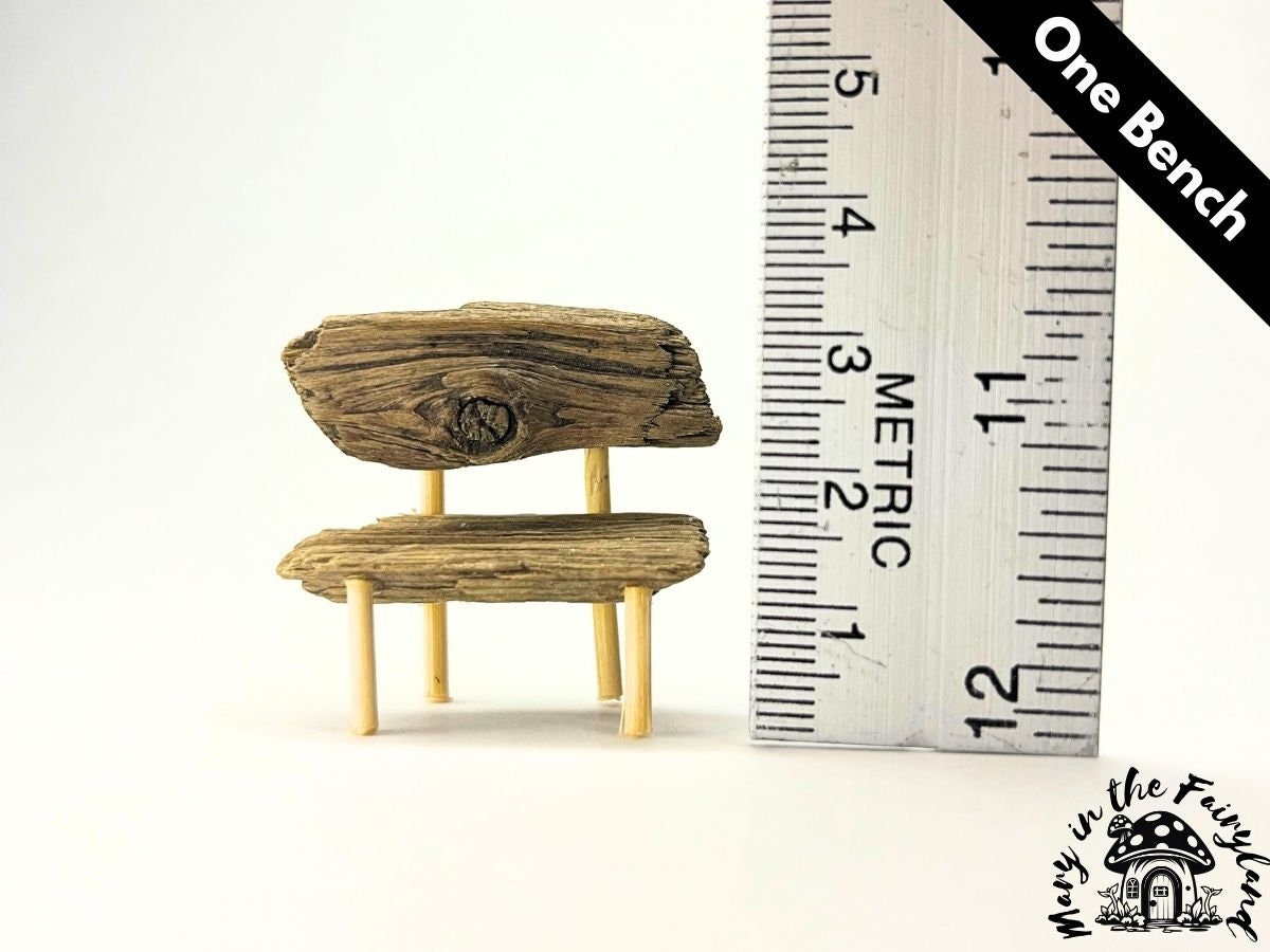 5x Enchanting Handmade Miniature Wood Benches