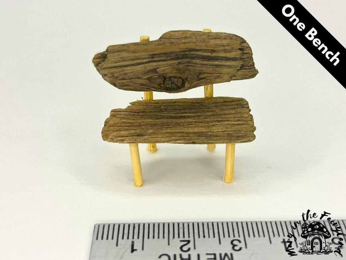 5x Enchanting Handmade Miniature Wood Benches