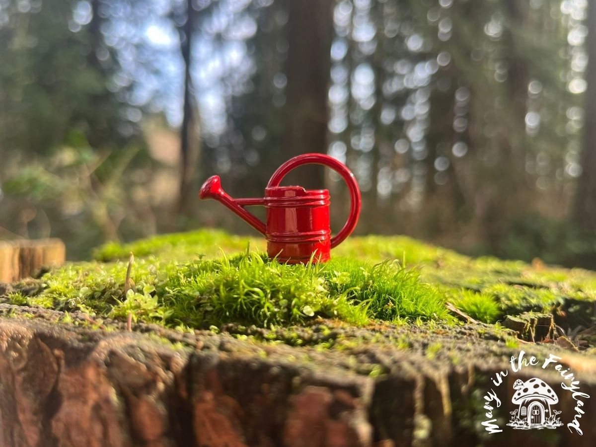 Miniature Fairy Garden Watering Can - Tiny Metal Decor - 1/24 Scale Mini Accessory