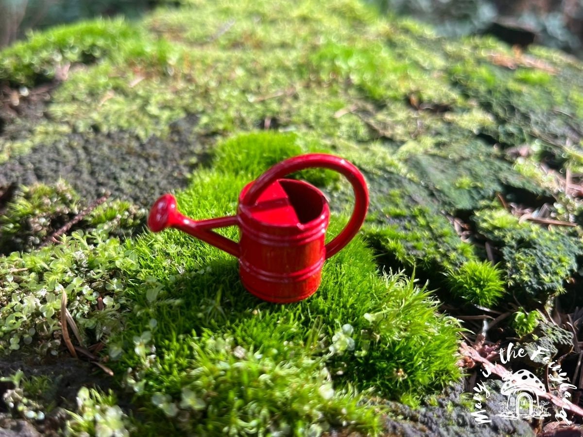 Miniature Fairy Garden Watering Can - Tiny Metal Decor - 1/24 Scale Mini Accessory