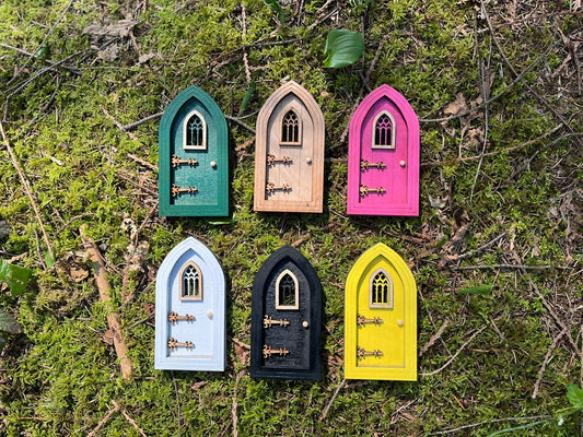 Enchanting Colored Gothic Fairy Doors for Outdoor Fairy Gardens