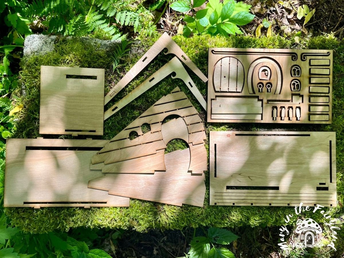 DIY Fairy House Kit with Solar Light – Easy Wooden Craft for All Ages – Garden Decoration – Build & Paint Fairy Cottage