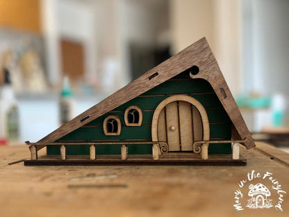 DIY Fairy House Kit with Solar Light – Easy Wooden Craft for All Ages – Garden Decoration – Build & Paint Fairy Cottage