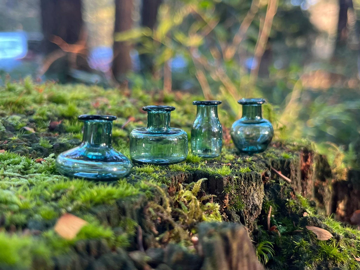 Miniature Blue Glass Vase Set