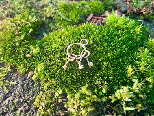 Bronze Keychain with 3 Keys – Vintage Keychain for Fairy Gardens & Magical Creations