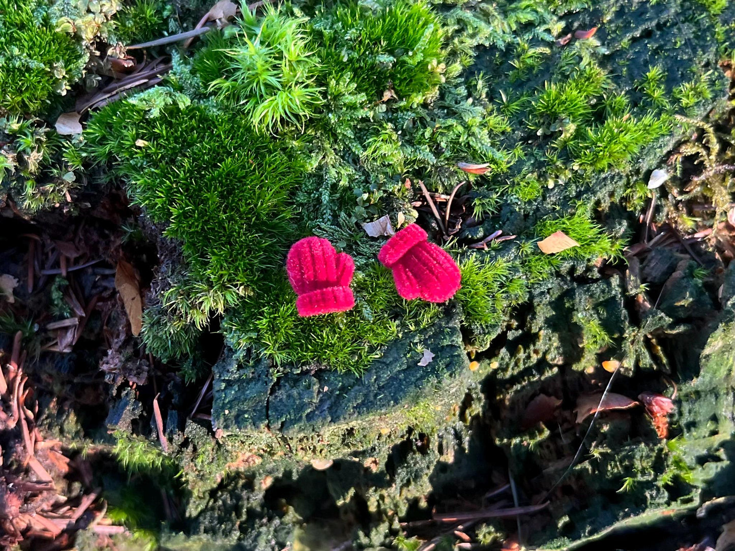 Mini Red Gloves – 1 Pair Burgundy Flocked Gloves