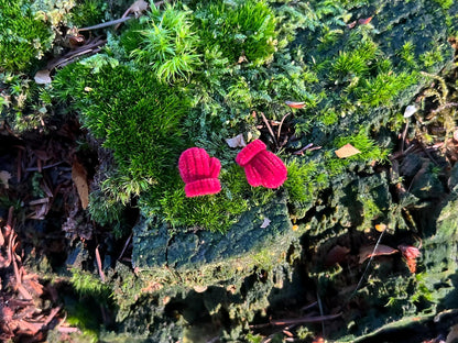 Mini Red Gloves – 1 Pair Burgundy Flocked Gloves