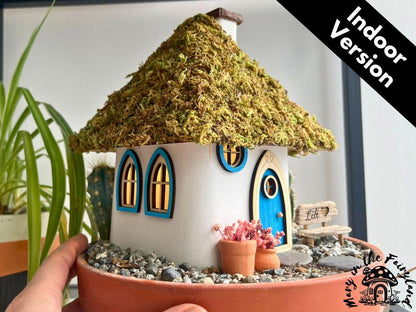 Handcrafted Fairy House – Unique Handmade with Wooden Roof & Natural Moss (Indoor Version)