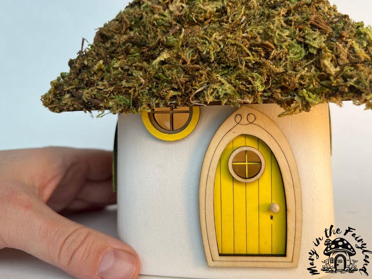 Handcrafted Fairy House – Unique Handmade with Wooden Roof & Natural Moss (Indoor Version)