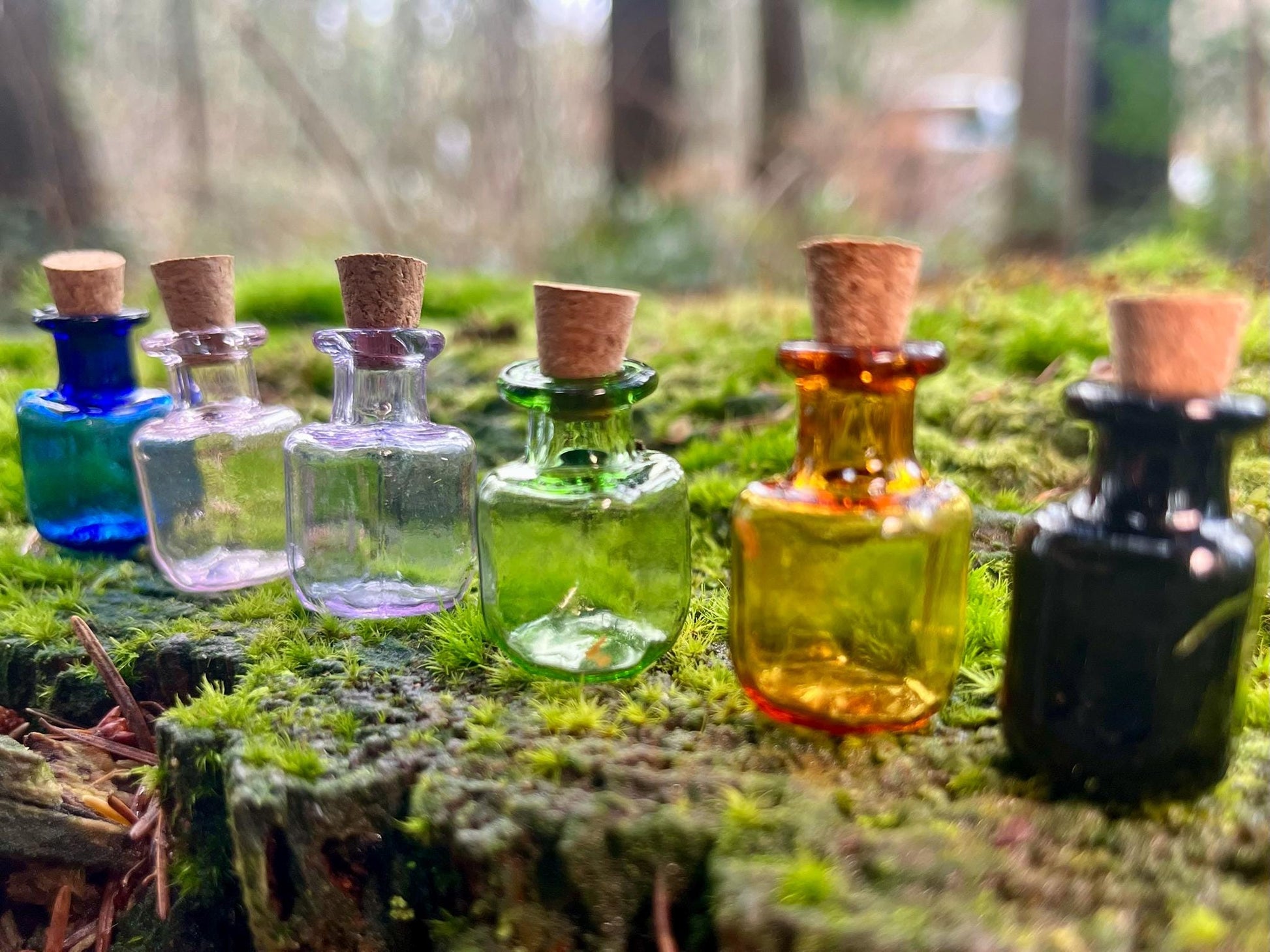 Set of 6 Enchanted Colored Miniature Bottles
