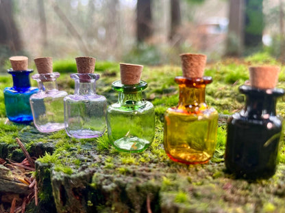 Set of 6 Enchanted Colored Miniature Bottles