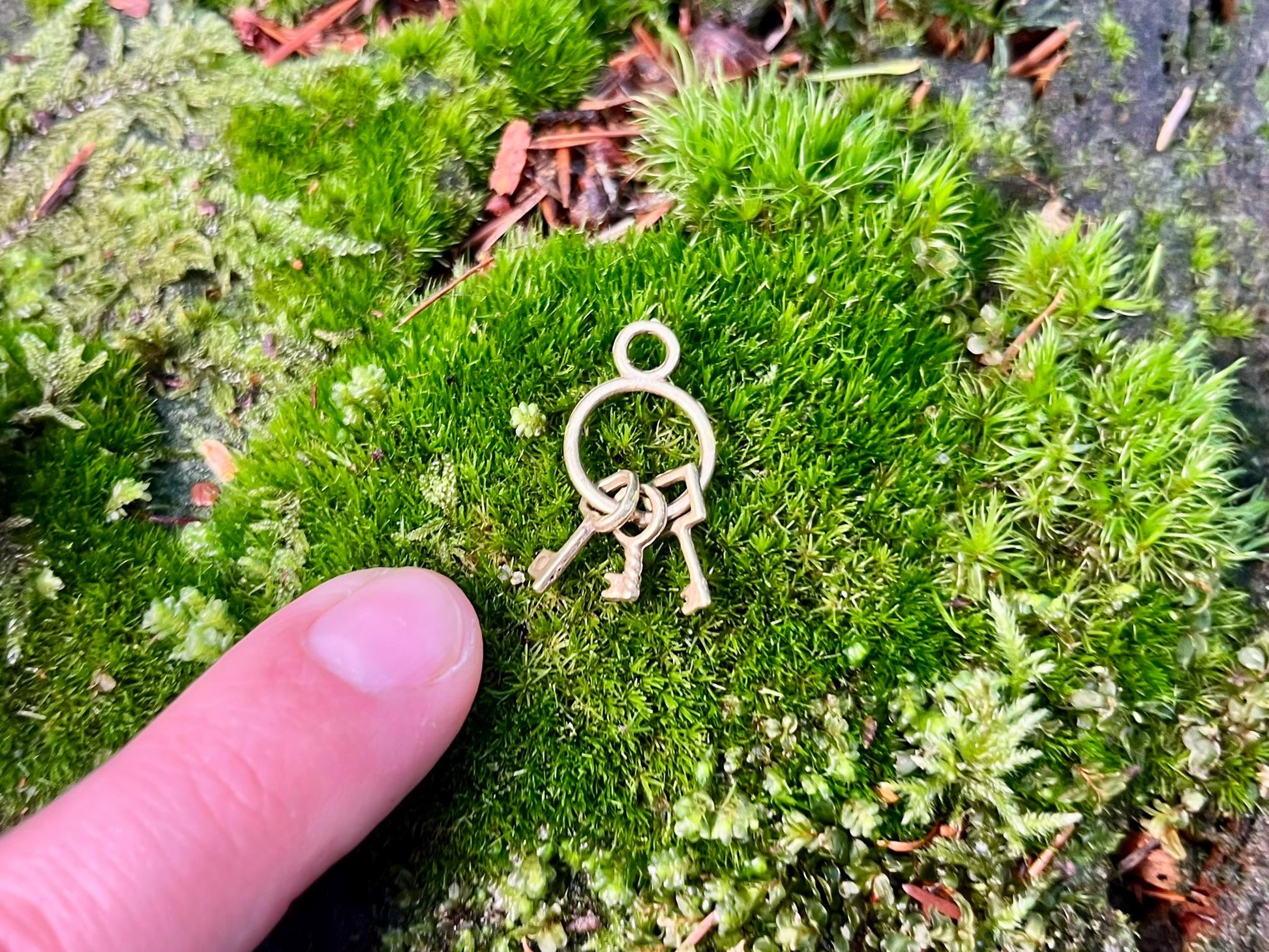 Bronze Keychain with 3 Keys – Vintage Keychain for Fairy Gardens & Magical Creations