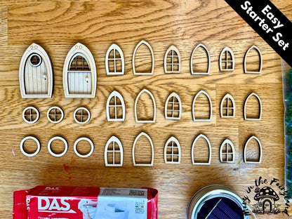Easy Fairy House Starter Set – DIY Fairy House Kit with Air-Dry Clay, Doors, Windows, Moss & Optional Lights – Build Your Own Fairy Home