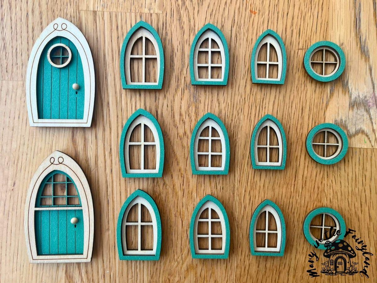 Finished Small Fairy Door and Window Set - Build a Magical Fairy House