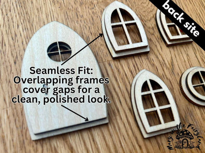 Finished Fairy Doors and Windows Set – Pre-Colored and Sealed for Outdoor Fairy Houses