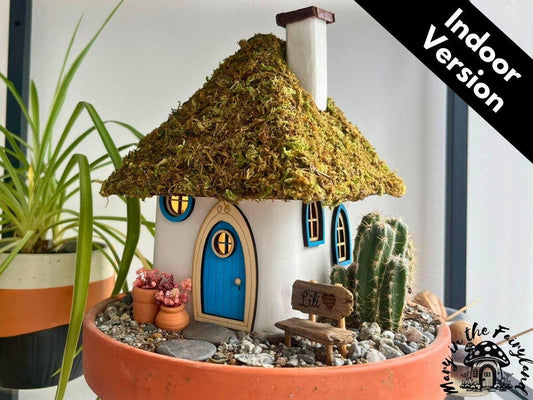 Handcrafted Fairy House – Unique Handmade with Wooden Roof & Natural Moss (Indoor Version)