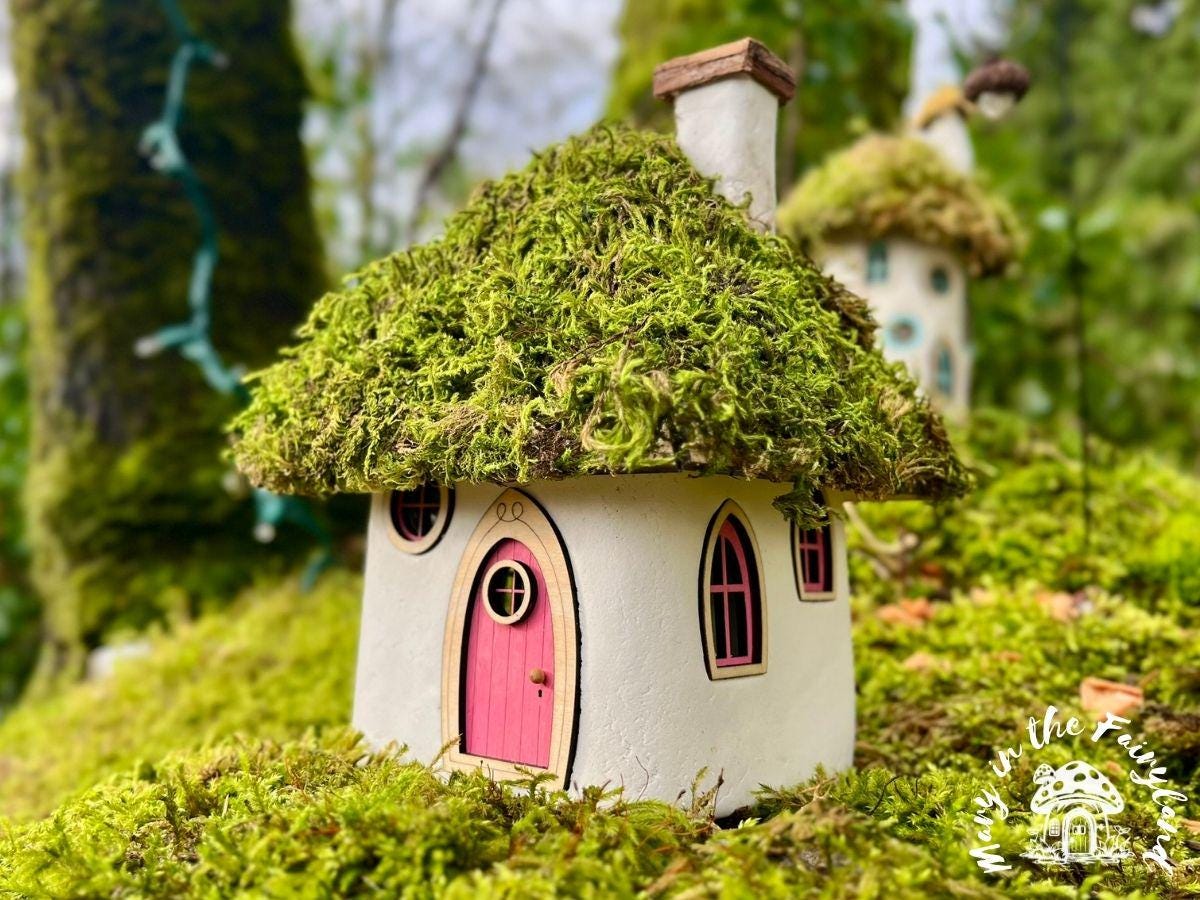 Handcrafted Fairy House – Unique Handmade with Wooden Roof & Sealed for Durability (Outdoor Version)