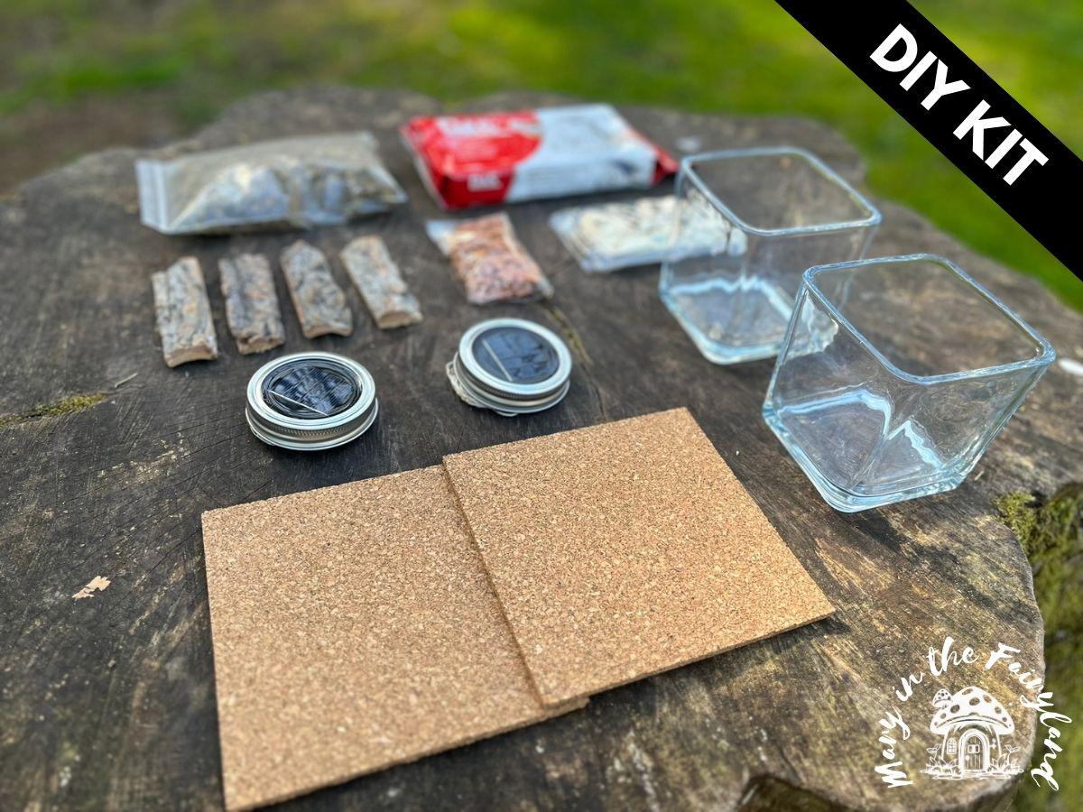Build-Your-Own TWO Fairy Houses – Whimsical DIY Kit with Clay, Moss, Solar Roofs & Magic in Every Detail