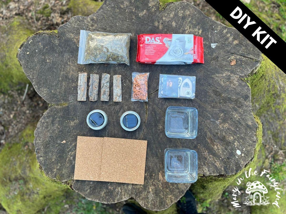 Build-Your-Own TWO Fairy Houses – Whimsical DIY Kit with Clay, Moss, Solar Roofs & Magic in Every Detail