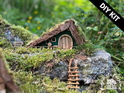 DIY Fairy House Kit with Solar Light – Easy Wooden Craft for All Ages – Garden Decoration – Build & Paint Fairy Cottage
