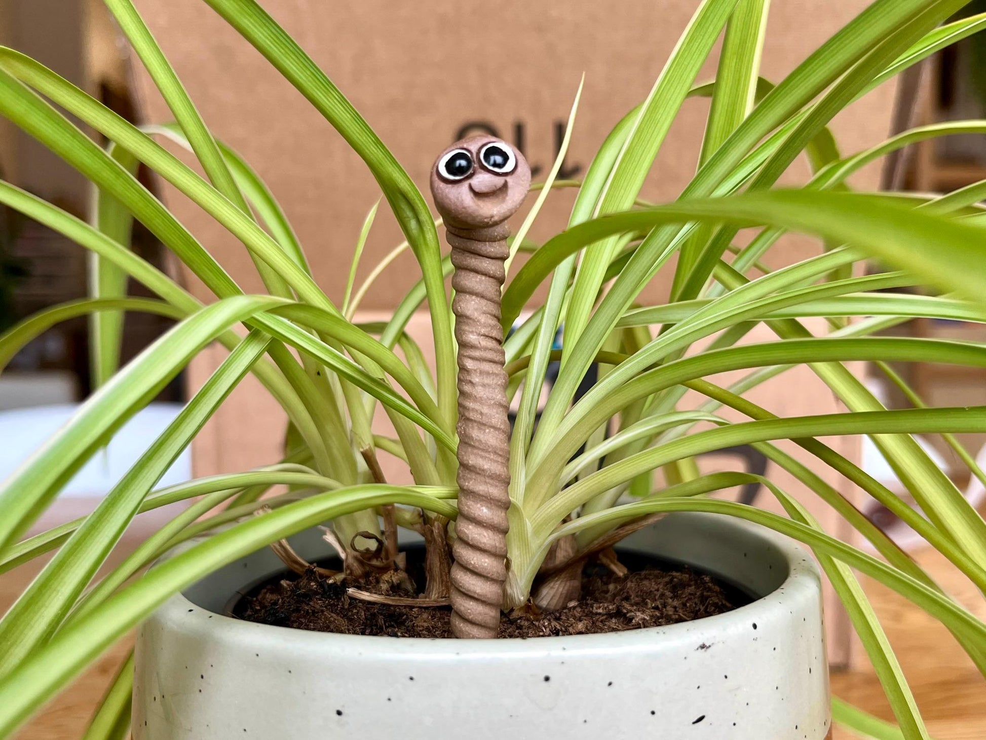 Handmade Clay Worm – Whimsical Fairy Garden Miniature