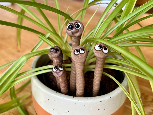 Handmade Clay Worm – Whimsical Fairy Garden Miniature