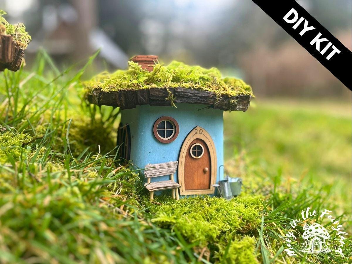 Build-Your-Own TWO Fairy Houses – Whimsical DIY Kit with Clay, Moss, Solar Roofs & Magic in Every Detail