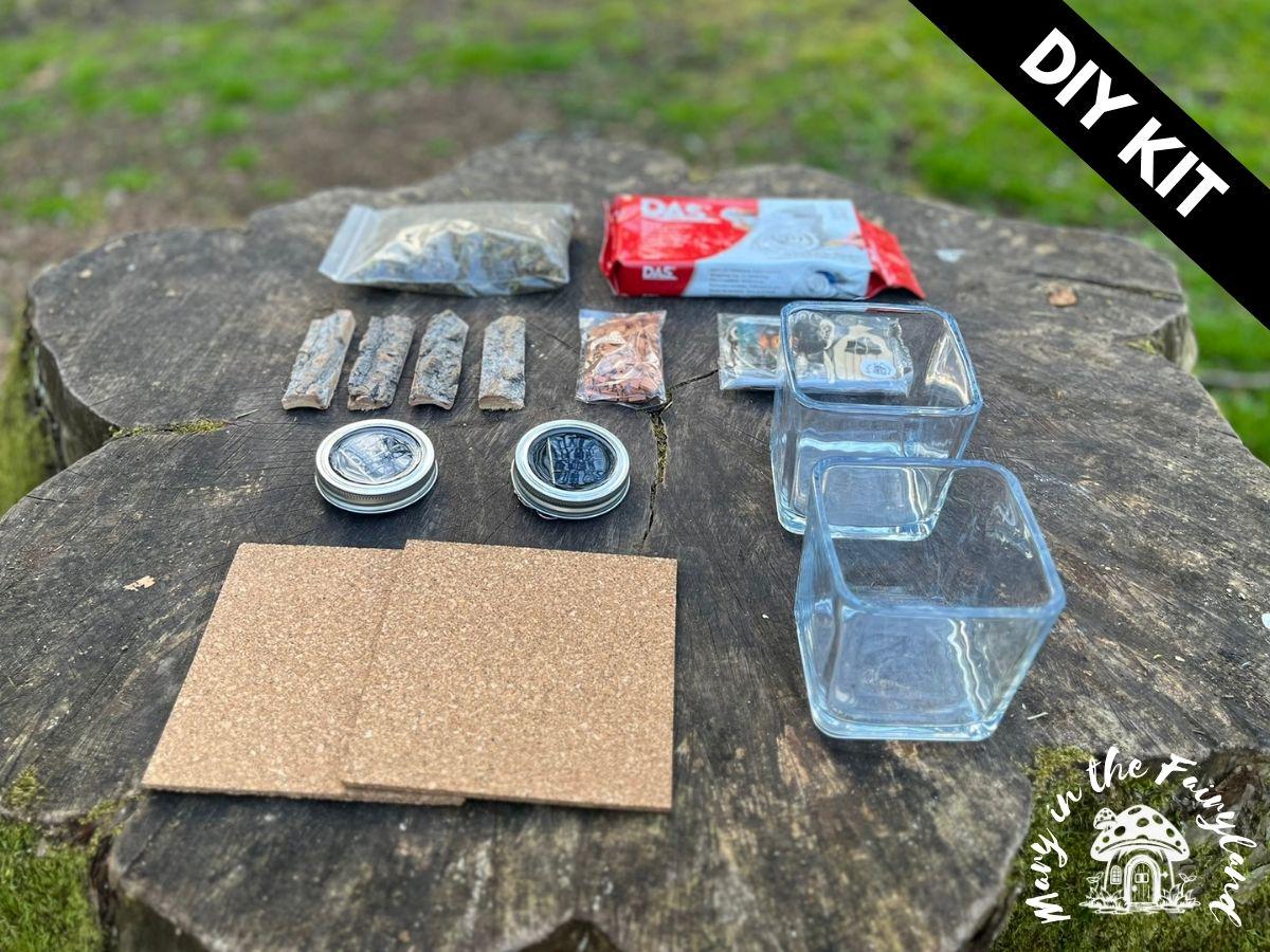 Build-Your-Own TWO Fairy Houses – Whimsical DIY Kit with Clay, Moss, Solar Roofs & Magic in Every Detail