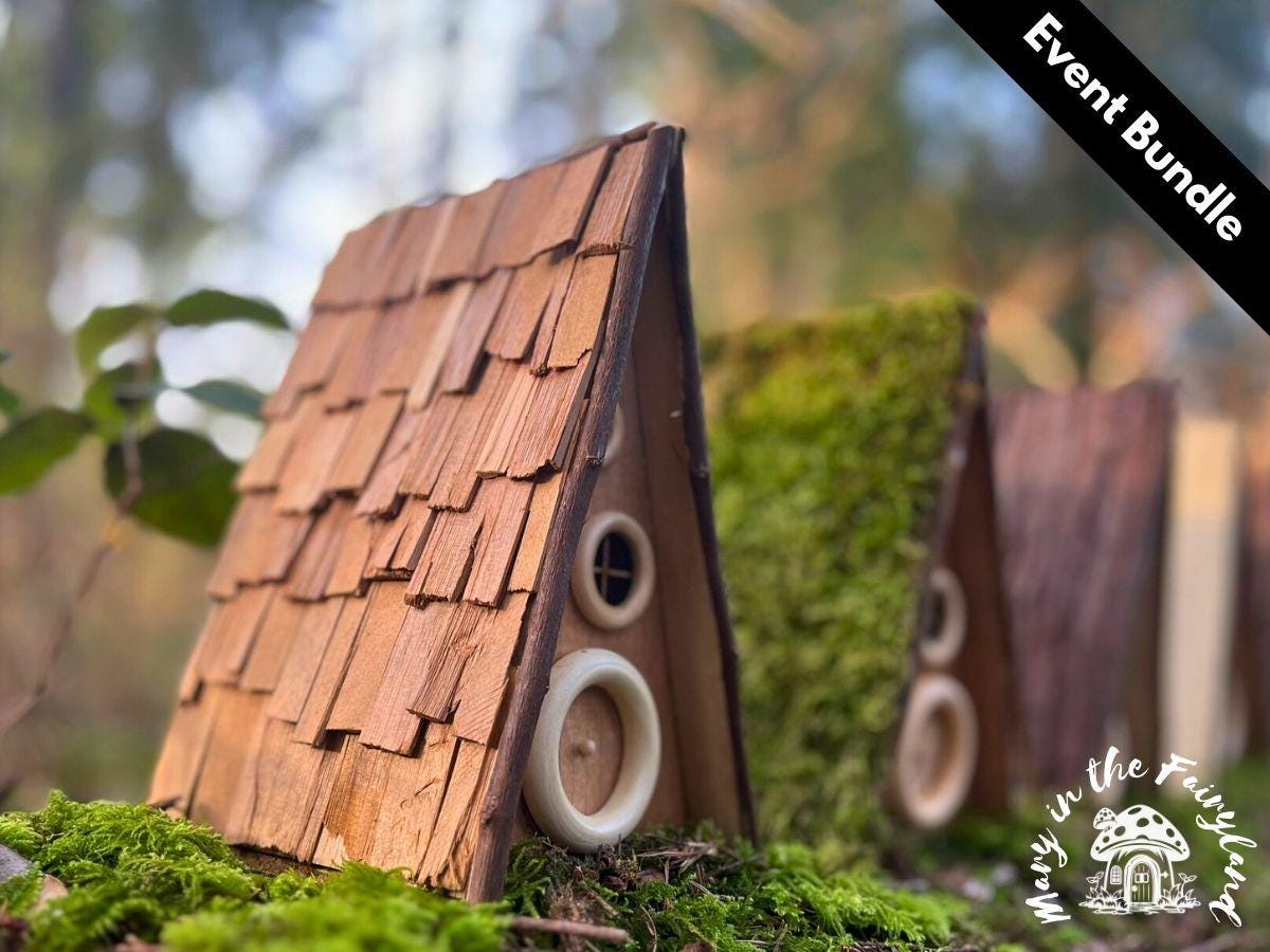 4x DIY A-Frame Fairy House Kit - Whimsical Craft for Magical Gardens