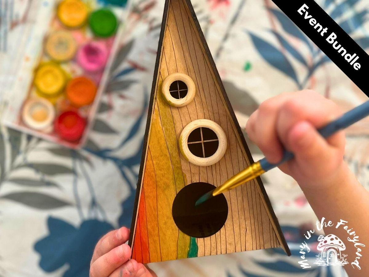 4x DIY A-Frame Fairy House Kit - Whimsical Craft for Magical Gardens