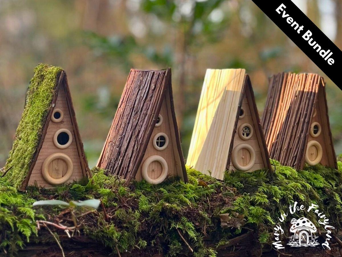 4x DIY A-Frame Fairy House Kit - Whimsical Craft for Magical Gardens