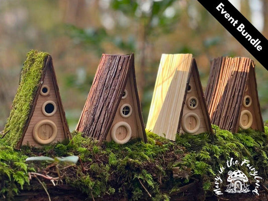 4x DIY A-Frame Fairy House Kit - Whimsical Craft for Magical Gardens