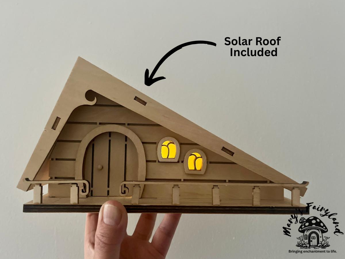 DIY Fairy House Kit with Solar Light – Easy Wooden Craft for All Ages – Garden Decoration – Build & Paint Fairy Cottage