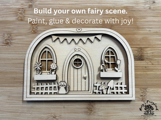 DIY Fairy Scene Kit – 22-Piece Gift Craft | Fairy Garden Activity for All Ages | Relaxing Wood Kit to Decorate