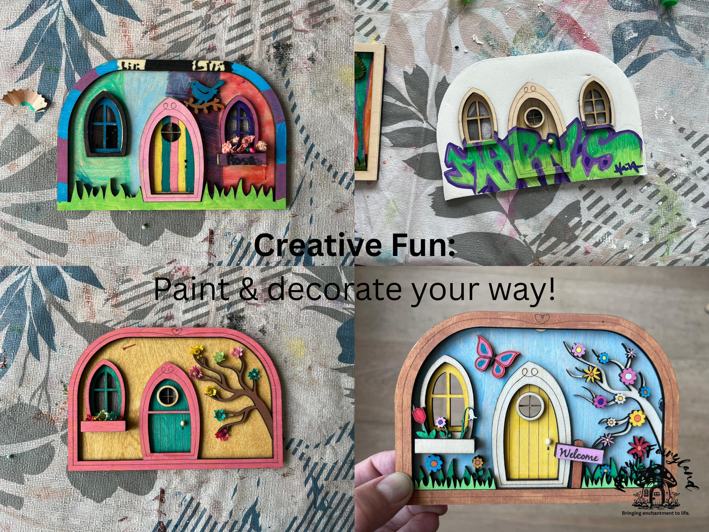 DIY Fairy Scene Kit – 22-Piece Gift Craft | Fairy Garden Activity for All Ages | Relaxing Wood Kit to Decorate