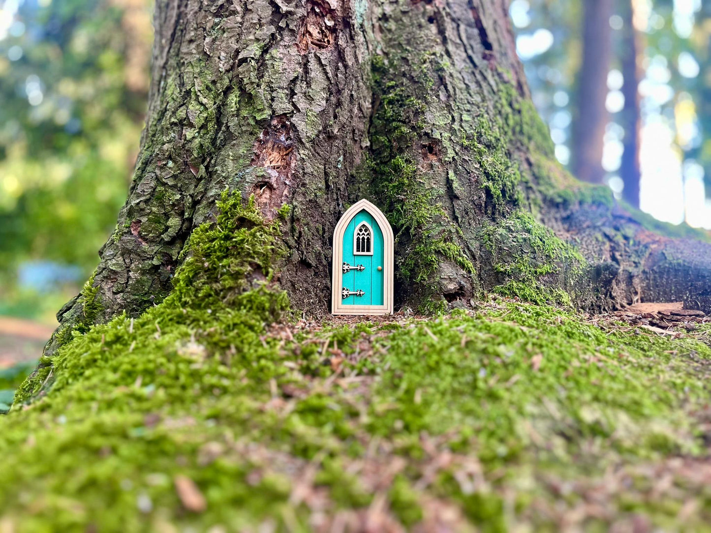 Half-Colored Gothic Fairy Doors for Enchanting Outdoor Fairy Gardens