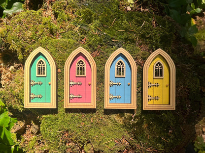 Half-Colored Gothic Fairy Doors for Enchanting Outdoor Fairy Gardens