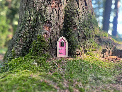 Half-Colored Gothic Fairy Doors for Enchanting Outdoor Fairy Gardens