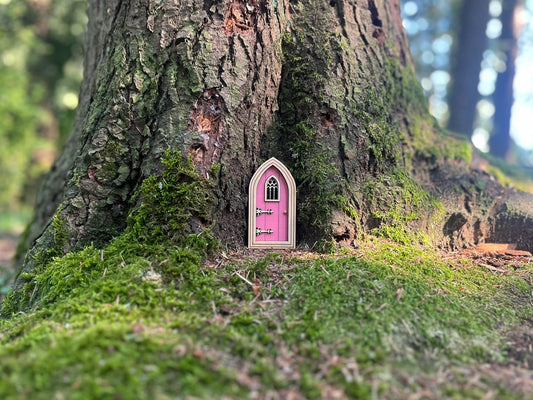 Half-Colored Gothic Fairy Doors for Enchanting Outdoor Fairy Gardens