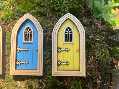 Half-Colored Gothic Fairy Doors for Enchanting Outdoor Fairy Gardens