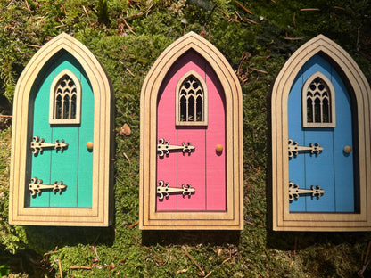 Half-Colored Gothic Fairy Doors for Enchanting Outdoor Fairy Gardens