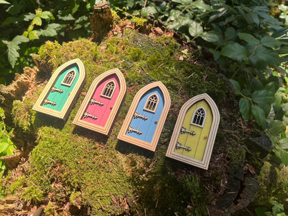Half-Colored Gothic Fairy Doors for Enchanting Outdoor Fairy Gardens