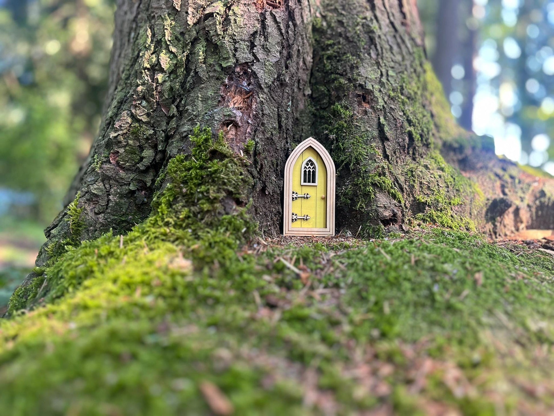 Half-Colored Gothic Fairy Doors for Enchanting Outdoor Fairy Gardens