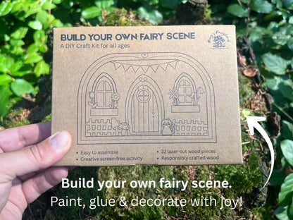 DIY Fairy Garden Scene Kit: 22-Piece Wood Craft Gift