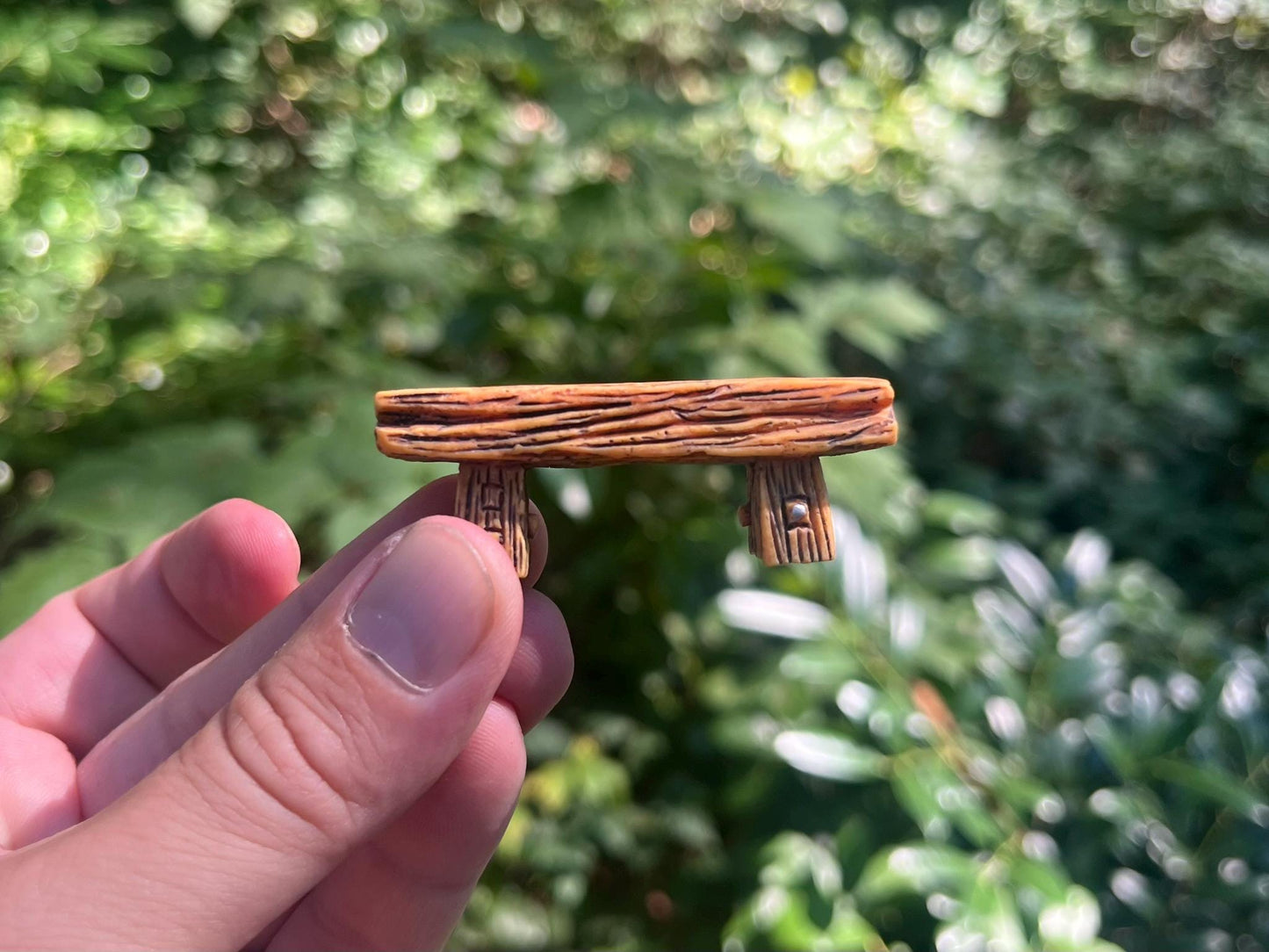 Rustic Mini Resin Bench – Fairy Garden Dollhouse Decor