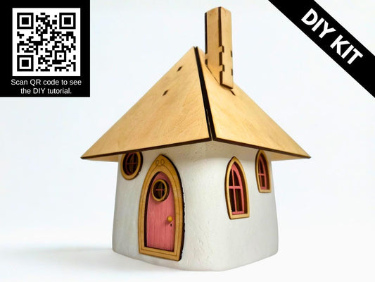 DIY Clay Fairy House Kit with Light - Air-Dry Clay Mini Cottage – Build & Decorate Your Own Magical Mini Home