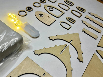 DIY Clay Fairy House Kit with Light - Air-Dry Clay Mini Cottage – Build & Decorate Your Own Magical Mini Home