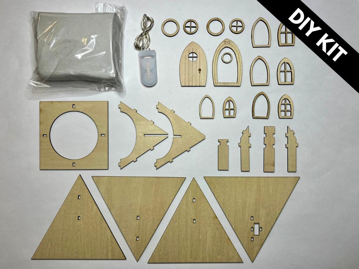 DIY Clay Fairy House Kit with Light - Air-Dry Clay Mini Cottage – Build & Decorate Your Own Magical Mini Home