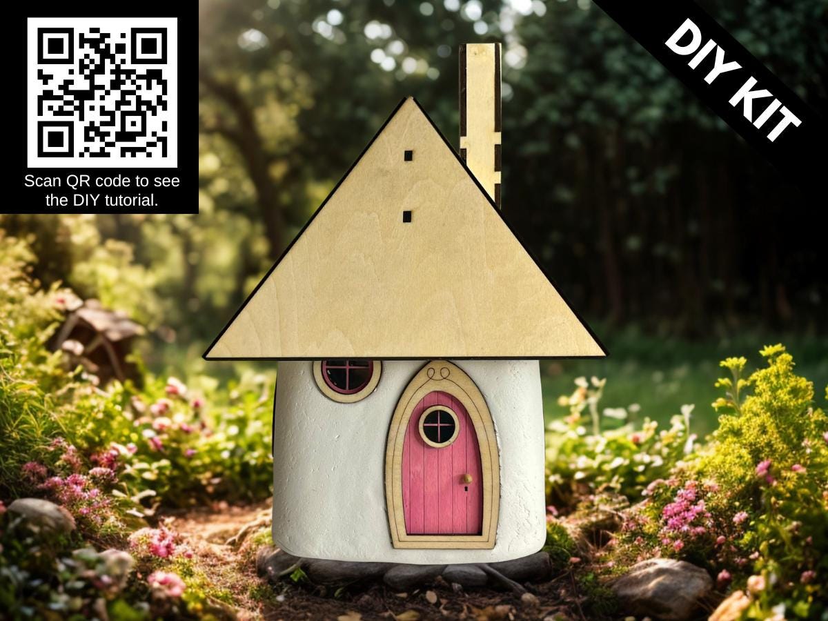 DIY Clay Fairy House Kit with Light - Air-Dry Clay Mini Cottage – Build & Decorate Your Own Magical Mini Home